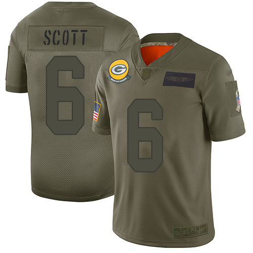 Green Bay Packers Limited Camo Men #6 Scott J K Jersey Nike NFL 2019 Salute to Service
